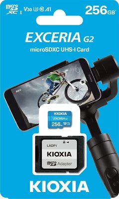Genuine Kioxia Exceria G2 256GB MicroSD SDXC card U3 V30, A1, 100MB/s, UK Seller - Image 1 of 2