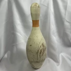 1 Vintage Wooden Bowling Pin Solid Wood Just Over 1 Foot Tall - Picture 1 of 6