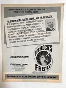 1972 Print Ad Alfred Hitchcock Movie FRENZY 13in x 10 in - Picture 1 of 1