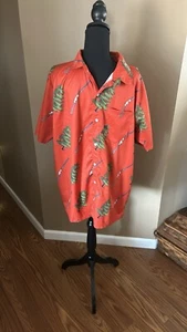Camisa OAF Nation Tree Para Hombres Grande Naranja Abotonada Manga Corta Floral Pistolas - Imagen 1 de 8
