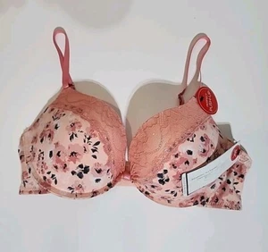 Marilyn Monroe perfekter Push Up BH rosa Blumen Spitze Gr. 38C Neu mit Etikett - Bild 1 von 6