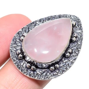 Rose Quartz  Gemstone Handmade 925 Sterling Silver Jewelry Ring Size 8(US) - Picture 1 of 1