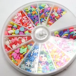 Juego de ruedas de arte en uñas 3D Fimo polímero arcilla rodajas calcomanías de arte en uñas puntas 12 estilos - Imagen 1 de 7