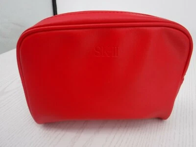 SK-II Faux Red Leather Cosmetic Bag New Makeup Toiletries Travel Clutch Purse - image 1 of 4