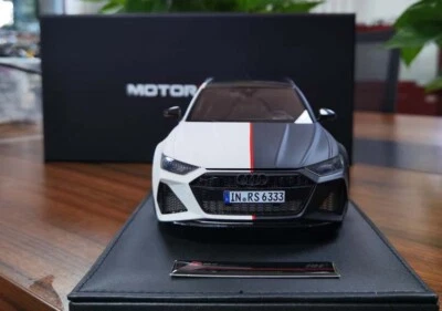 MH 1/18 Audi RS6 Avant C8 2021 Resin Diecast Model Car Black/White Limited 99 - Image 1 of 4