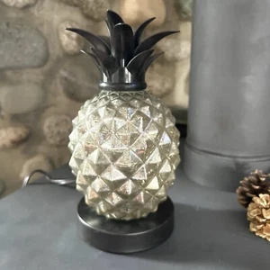 Mercury Glass Light Gold Glass Pineapple Table Countertop Lamp 10" Tall - Picture 1 of 4