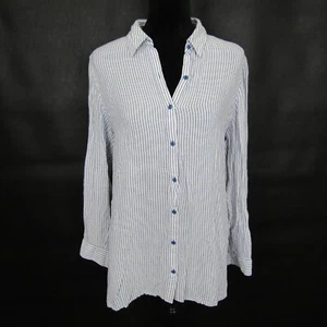 Chico's Shirt Top Bluse Knopfleiste Kragen Ausschnitt Damen 1 blau gestreift - Bild 1 von 12
