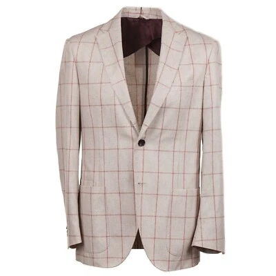 Abrigo deportivo Luciano Barbera de seda a cuadros ventana de construcción suave 40R (UE 50) Foto 1 de 4