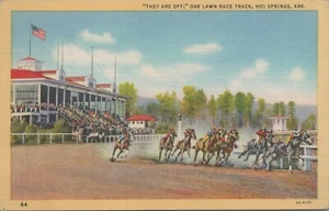 Oak Lawn Pferderennbahn heiße Quellen Arkansas Postkarte nicht verschickt Leinen Waldschnepfe - Bild 1 von 2