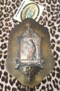 CHARLES HAAG 1907 WEIHWASSERBECKEN IKONE ~ JUNGFRAU & LILIE ~ VERSILBERT ~ SAMMLERSTÜCK - Bild 1 von 20