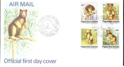 1994 PNG FDC - Airmail, Matschie's or Huon Tree Kangaroos - Set Four Stamps - Image 1 of 2