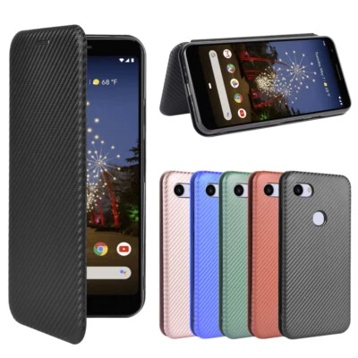 For Google Flip Carbon Fiber Pattern Stand Leather Wallet Magnetic Case Cover - Image 1 of 4