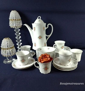 SELTMANN WEIDEN Julia, 25 Pcs Coffee Set , Embossed, Pink Roses, W. Germany - Picture 1 of 17