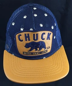 CHUCK Hustle Grind Grow Snapback Trucker Hat Cali Bear Paw Prints Brown Brim  - Picture 1 of 8