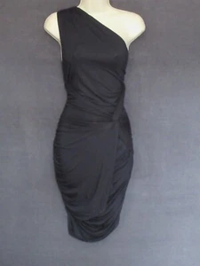 NWT Tart Sexy Black Stretch Ruched Twist One Shoulder Mini Party Dress L - Picture 1 of 12