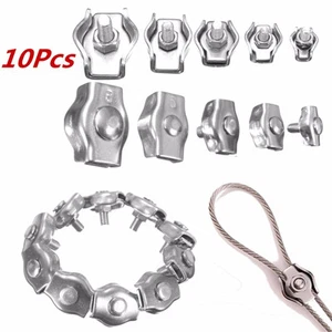 US Stock 10 pz 2 mm 304/A2 corda metallica in acciaio inox impugnatura semplice morsetto per cavi - Foto 1 di 5