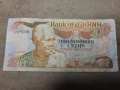 🇬🇭 Ghana 200 cedis 15 May 1984  P-27  P-27a Currency Banknote 033124-13 - Image 1 of 2