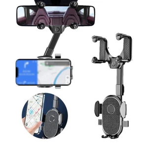 Universal 360° Car Rearview Mirror Phone Holder Mount Vehicle Cell Phone Stand - Picture 1 of 11
