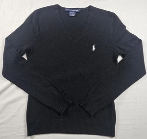 Polo Ralph Lauren Sport Sweater Women's Black V-Neck Medium Wool Cashmere Blend - Picture 1 of 5