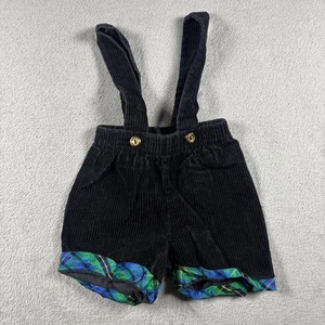Vintage Disney Winnie the Pooh Overalls Infant 12M Black Plaid #2B - Picture 1 of 9