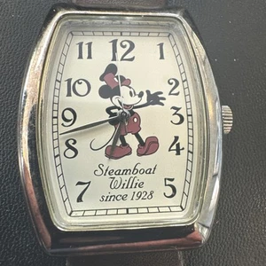 Vintage Disney Mickey Mouse Steamboat Willie Lederband Armbanduhr - Bild 1 von 4