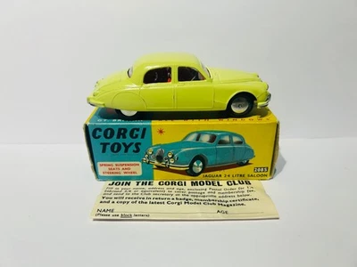 Corgi Toys 208s Jaguar 2.4 Litre Saloon, Boxed, Vintage, 1960's Near Mint. - Image 1 of 4