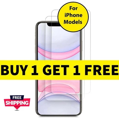 Screen Protector Tempered Glass For iPhone 14 13 12 11 Pro Max Mini XR XS X SE 2 - Image 1 of 4