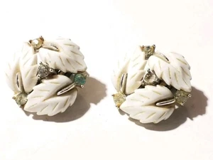 Pendientes Lisner firmados hoja vintage joyería de moda falta 1 estrás - Imagen 1 de 10