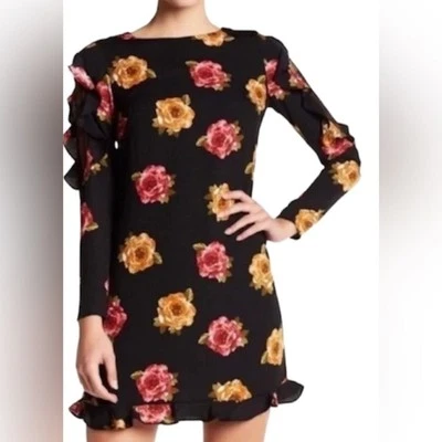 Nicole Miller Studio Black, Orange, Pink Floral Dress - Image 1 of 4