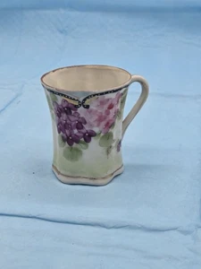 Vintage White Pink Floral Teacup 2.75" Ceramic Gold Trim **56-14 - Picture 1 of 8