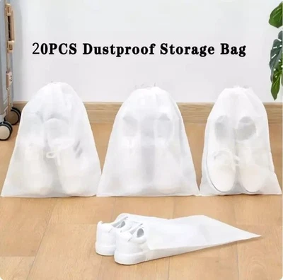 20PCS Drawstring Shoes Bags Travel Dust Pouch Clothes Clear Portable Storage Bag - Image 1 of 4