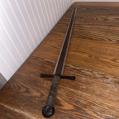 Espada longa medieval guerreiro cavaleiros templários 40 polegadas cabo envolto em couro - Imagem 1 de 4