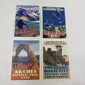 Postales Sierra Club - Juego de 4 - Arcos, Biscayne, Denali, Theodore Roosevelt - Imagen 1 de 2