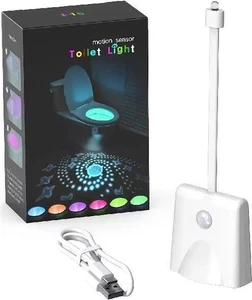 Rechargeable Toilet Bowl Night Light 16 Color LED USB-C PIR Sensor Bathroom Lamp - Picture 1 of 16