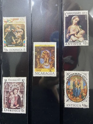 Vintage Christmas Stamp Lot – Dominica 1975, Antigua 1977, Nicaragua 1974 - Image 1 of 4