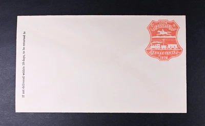 USA Scott # U218 VF Unused Stamp Unaddressed Cover 3c 1876 Cat $70 - Image 1 of 2
