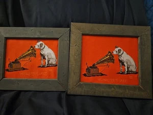 2 Vintage Cross Stitch RCA ELECTRONICS " HIS MASTERS VOICE" Nipper The Dog 1987 - Picture 1 of 14