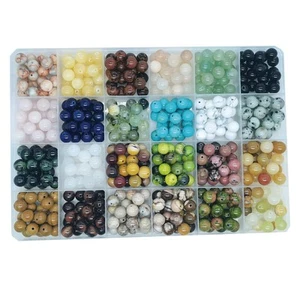 504pcs 8mm Natural Round Stone Beads Gemstone Beading Hole Size 1mm Crystal E... - Picture 1 of 9