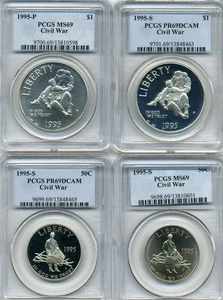 1995 Civil War Commemorative Dollar/Half Set of 4 - PCGS PR69/MS69 - Picture 1 of 9