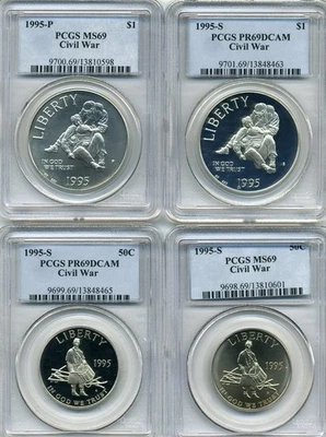 1995 Civil War Commemorative Dollar/Half Set of 4 - PCGS PR69/MS69 - Image 1 of 4