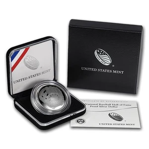 (1) 2014 P Baseball Hall of Fame $1 Silver Dollar Proof Coin w/ Box & COA - Picture 1 of 3