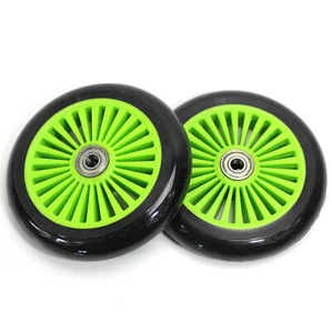 1 Paar Rollen 120 mm wheels für Roller Kinder Scooter 2 Räder Ersatz GRÜN -2042 - Bild 1 von 4