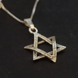 Star of David Necklace Silver Men's Vintage Sterling 925 Woven 3D Women Gift 20" - Picture 1 of 17