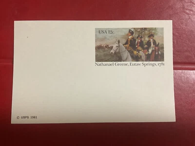 (55) US #UX90 1981 Postal card unused 12c Nathanael Greene Eutaw Springs 1781 - Image 1 of 2
