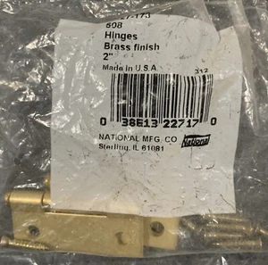 Pair Of National 2” Brass Finish Door Hinges Removable Pin N227-173 - Picture 1 of 2
