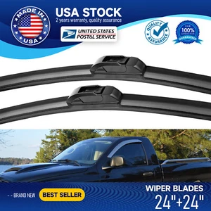 24"/24" Front Windshield Wiper Blades Set Fit FOR DODGE RAM 1500 2002-2008 Black - Picture 1 of 14