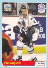 PAUL ADEY, SHEFFIELD STEELERS/NOTTINGHAM PANTHERS, RARE 2000-01 BISL CARD.