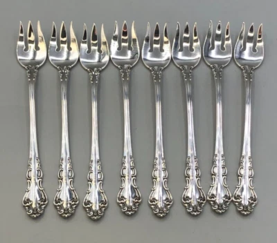 Juego de 8 tenedores de cóctel Sterling barroco español de Reed & Barton, 5,5" Foto 1 de 3