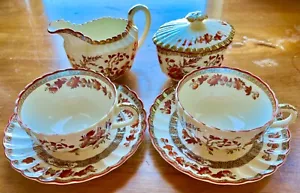 Copeland Spode 2_Cup/Saucer Sets & 1_Sugar/Creamer Coral INDIA TREE Old Mark_EUC - Picture 1 of 10
