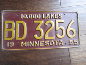Vintage Minnesota 1955 Single License Plate - Picture 1 of 2